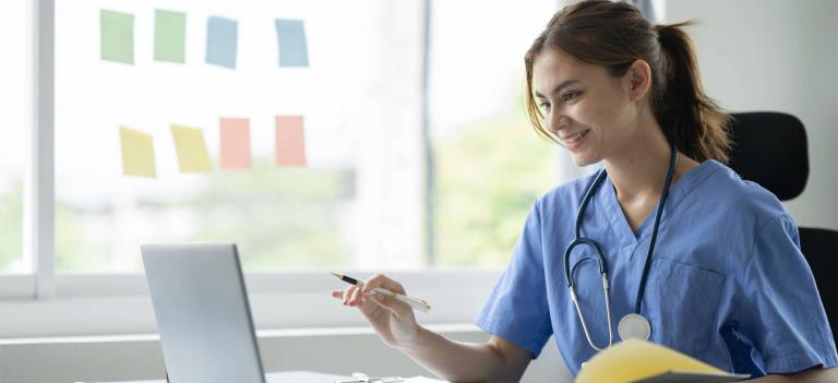 Nurse at computer
