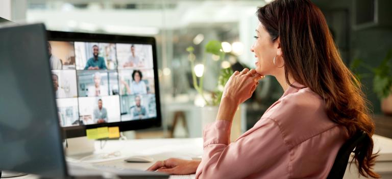 Woman at computer Zoom meeting