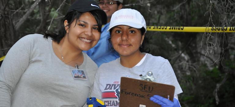 Two female forensic science majors