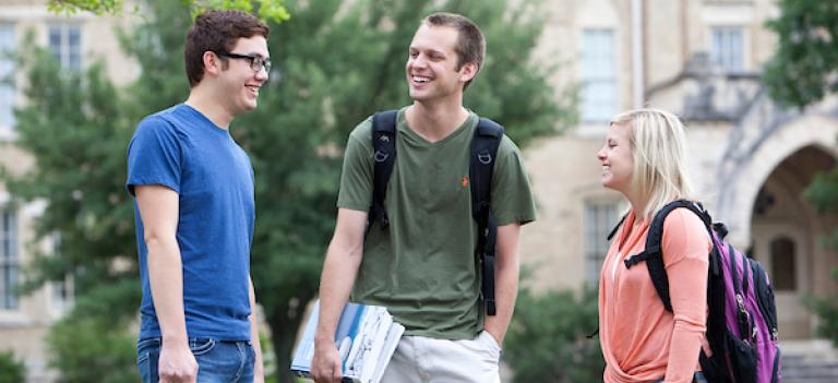 Three students on campus