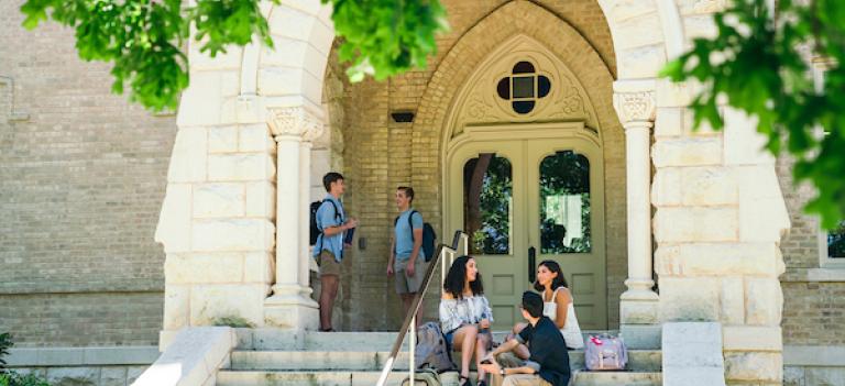Students on steps of Main