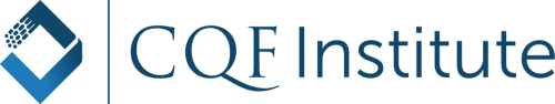 blue and white logo and says CQF Institute 