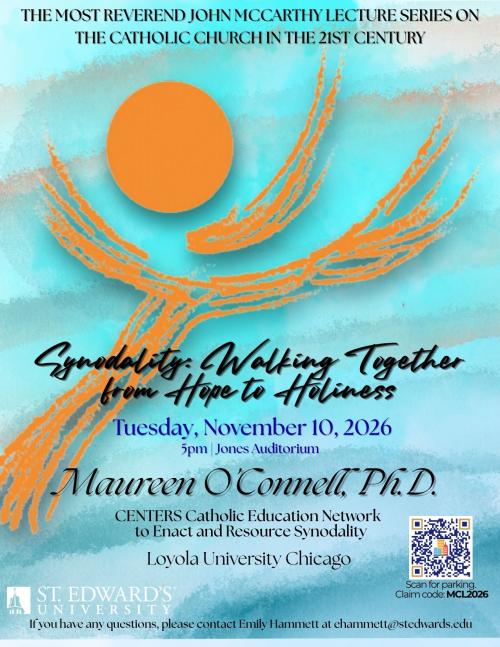 McCarthy Lecture will be held on Tuesday, November 10 in Jones Auditorium at St. Edward's University.