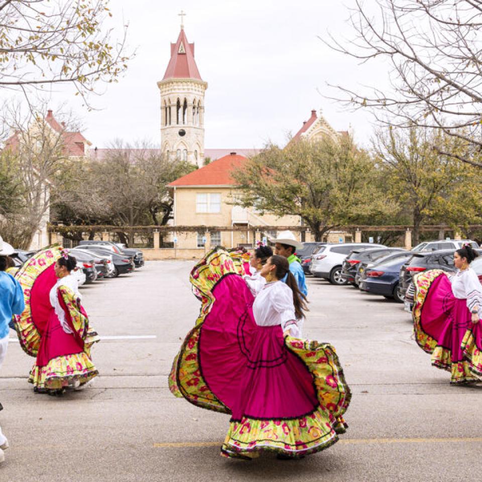 parade celebration on campus 