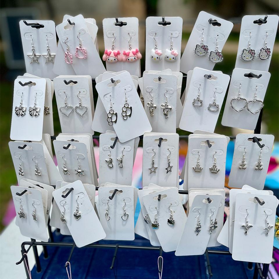 Eco-friendly jewelry on display at Earth Day Fair 2025.