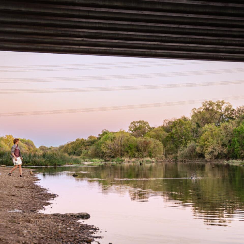 Ethan Burd skips rocks