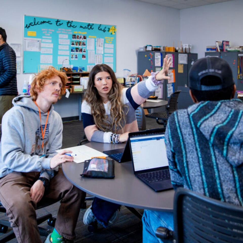 Ethan Burd in class with his classmates