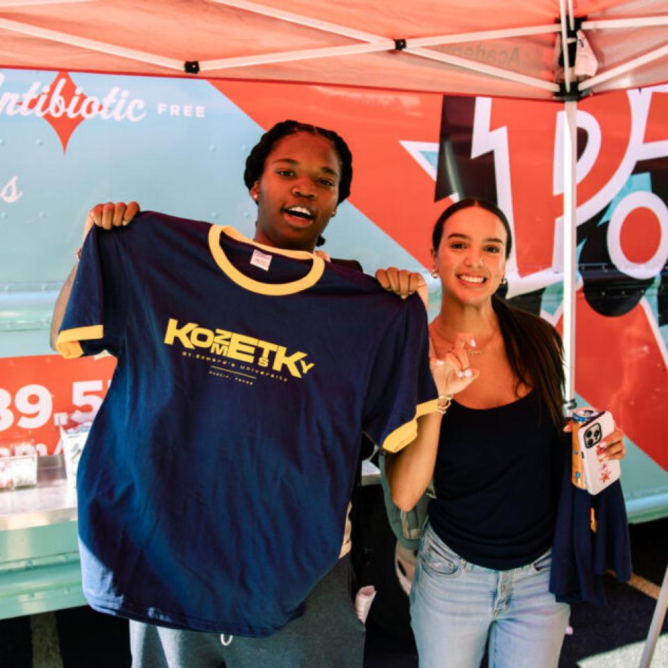 Hilltoppers celebrate the grand opening of the new Carriage House space for the Kozmetsky Center.