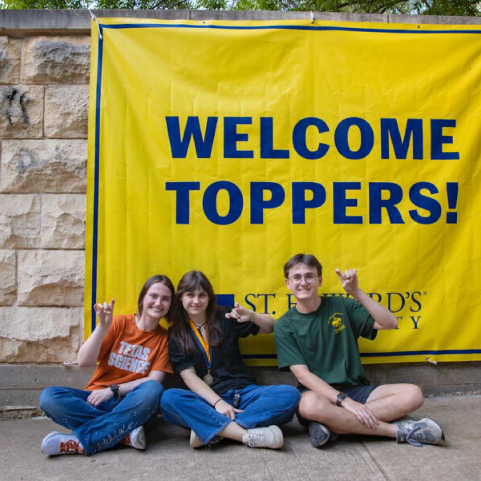 Freshman students pose for a photo during the Legacy Walk.