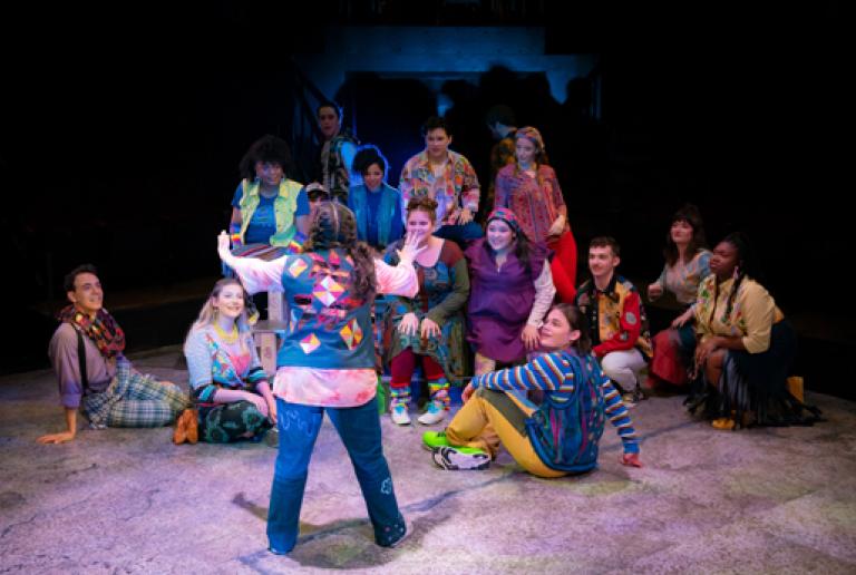 Musical theater students in their performance of Godspell.