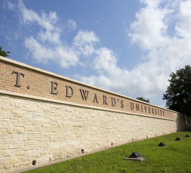 The front entrance sign which reads "St. Edward's University"