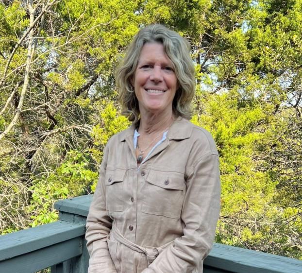 Samantha Melvin on Wild Basin patio.