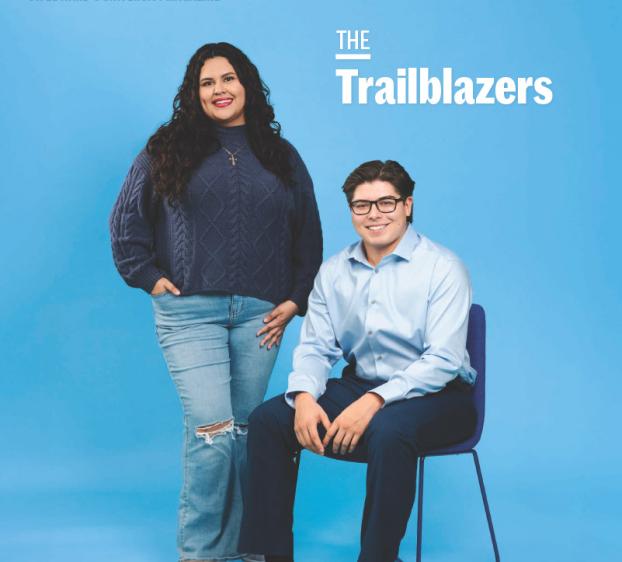 Image of two St Edward's Students on front of magazine in recognition of First Generation Student successes