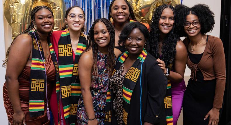 several students at black student graduation