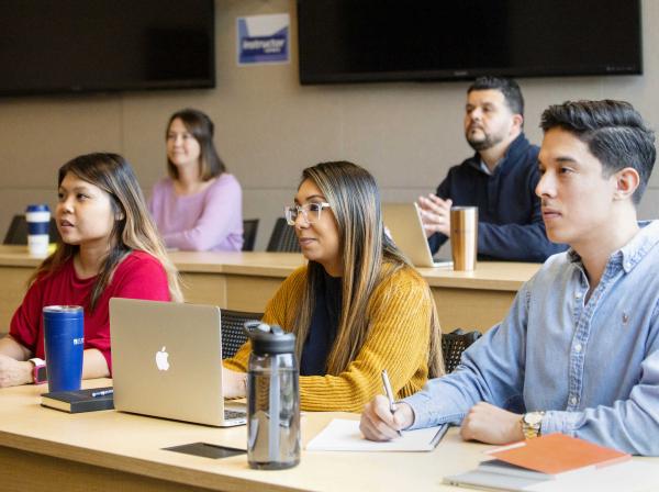 Grad students in a classroom 