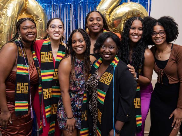 several students at black student graduation