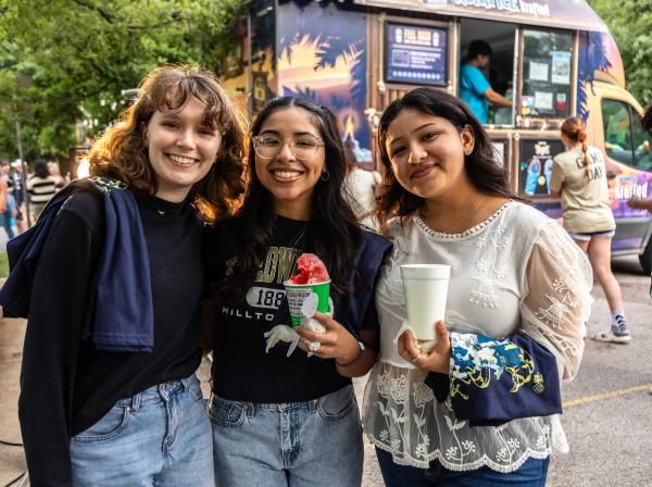 Students posing with sno cones at Hillfest 