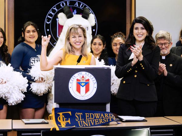 Austin City Leaders issue a proclamation honoring the 140th anniversary of St. Edward's.