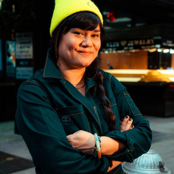 Deneice O’Connor ’08 on a prop set