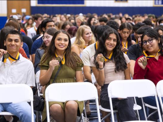 Students showing us their Medallions