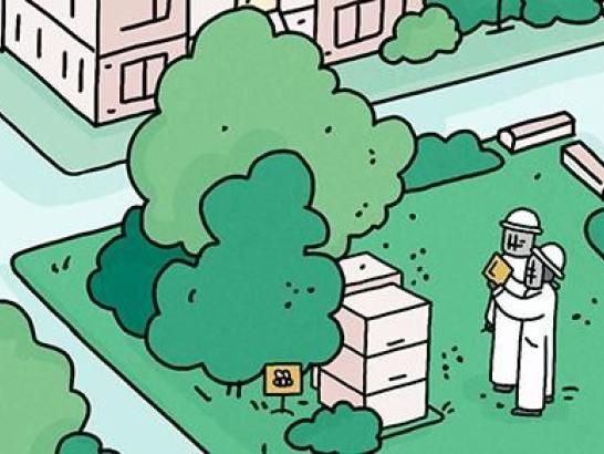 Illustration of faculty with bees