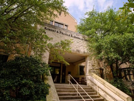 A day time photo of the front of Ragsdale Center, a building on the campus of St. Edwards 