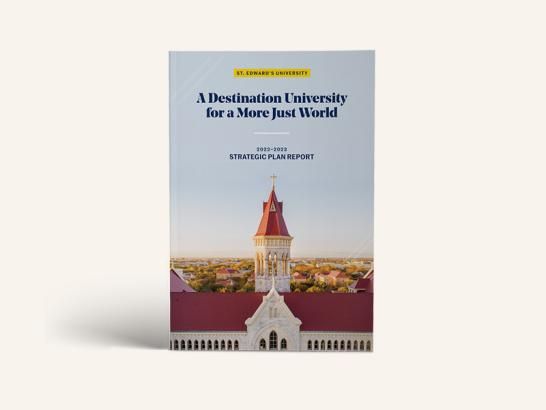 The cover of the 2022-2023 Strategic Plan Report by St. Edward's University