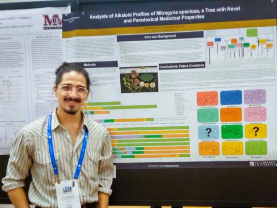 St. Edward's student presents his Forensic Chemistry research poster