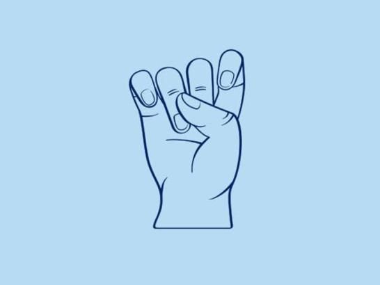 An illustration of the Toppers Up hand sign