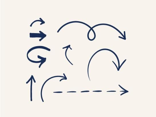 Several graphic arrows shown in a sketch style