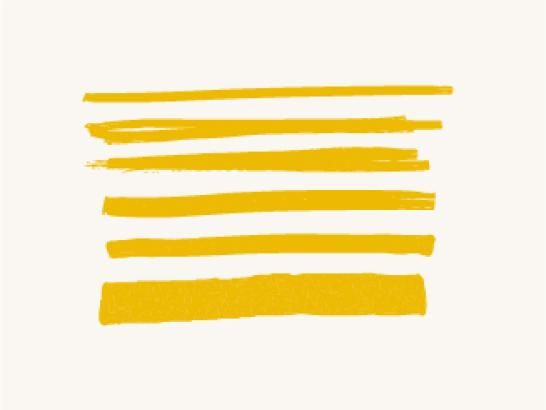 Examples of several highlight underline styles in a gold color