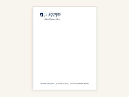 an example of the St. Edward's letterhead with a blue logo