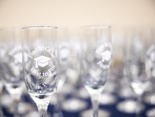 Wine Flutes for Apple Cider for graduating first gen students to celebrate