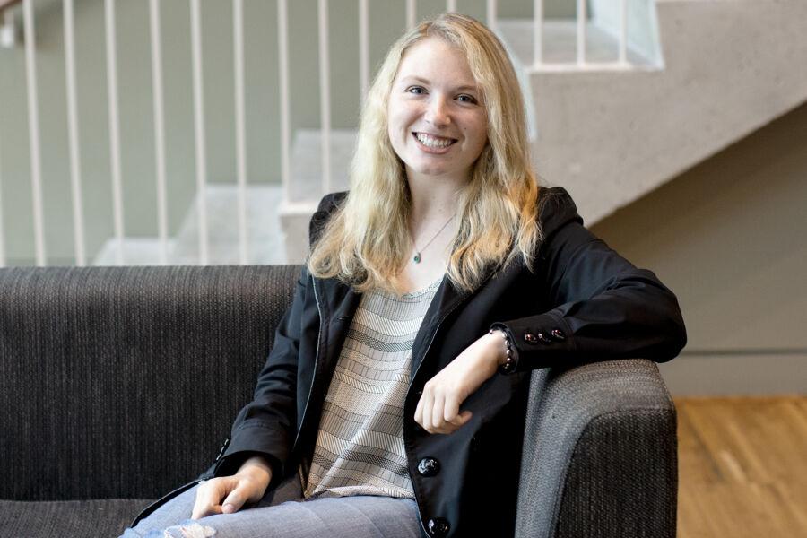 Jade Patterson portrait in Munday Library.