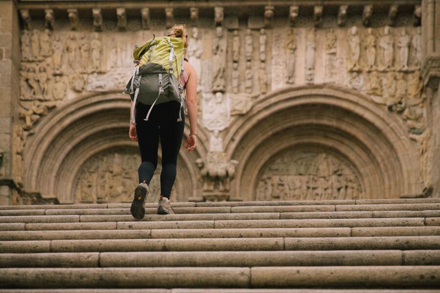 Hannah Thornby walking up steps in Spain