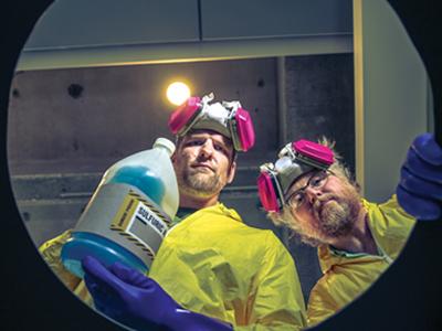 2 students dressed like "Breaking Bad" characters 