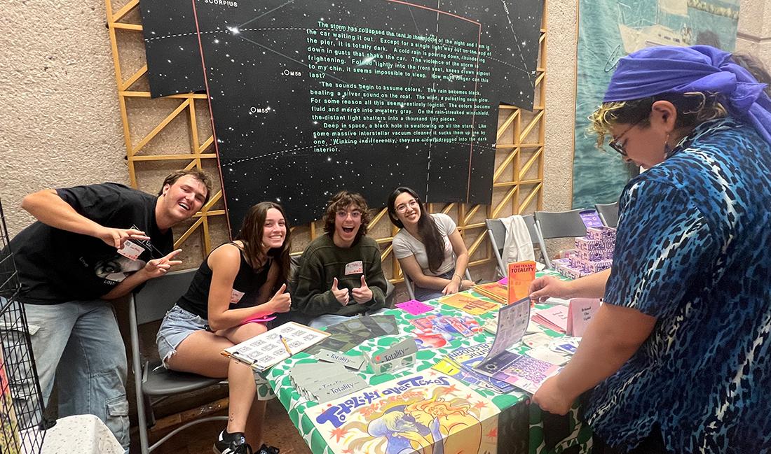 student creating art inspired by the eclipse