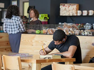 a person studying in Jo's