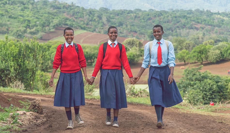 Girls walking in Orkeeswa Village in Monduli, Tanzania.