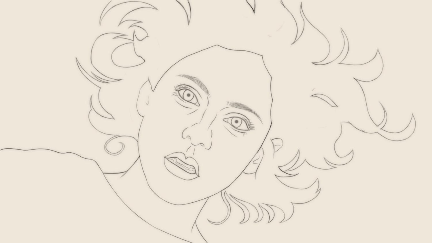 space hair girl sketch 