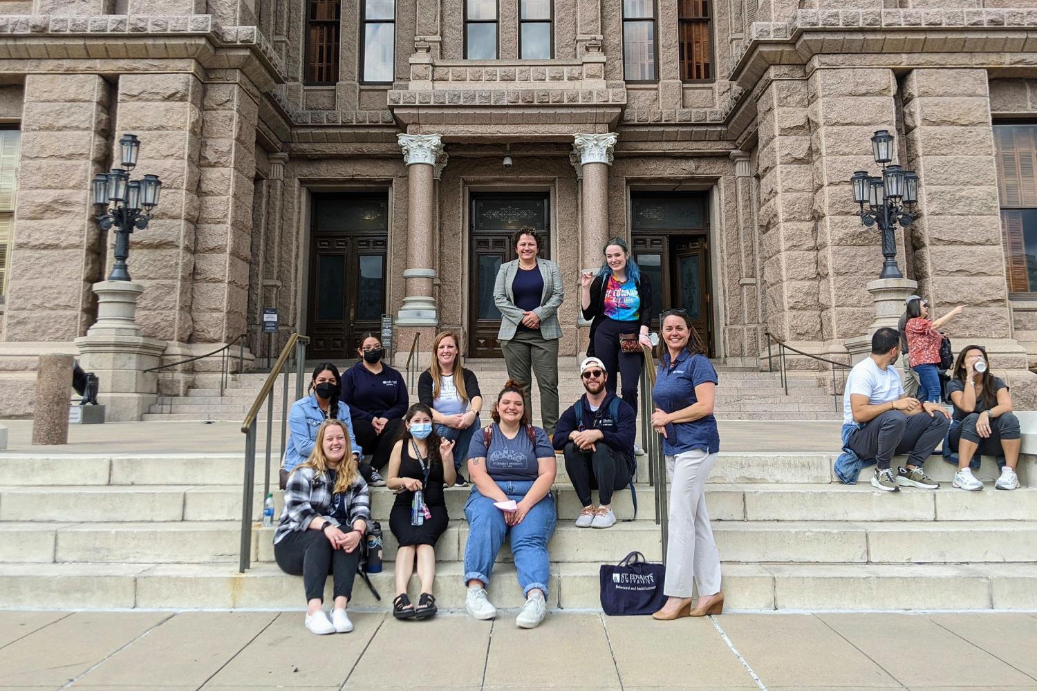 Students on the steps of the capitol building 