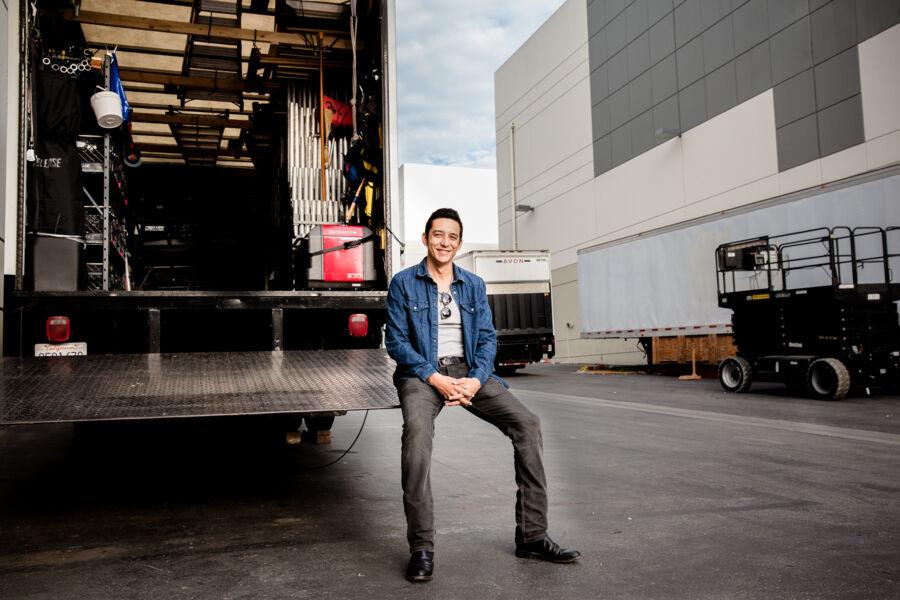 Gabriel Luna on the set of Wicked City.