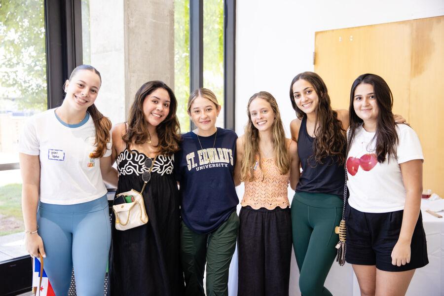 Students posing for a photo at the International Students Family Reception.