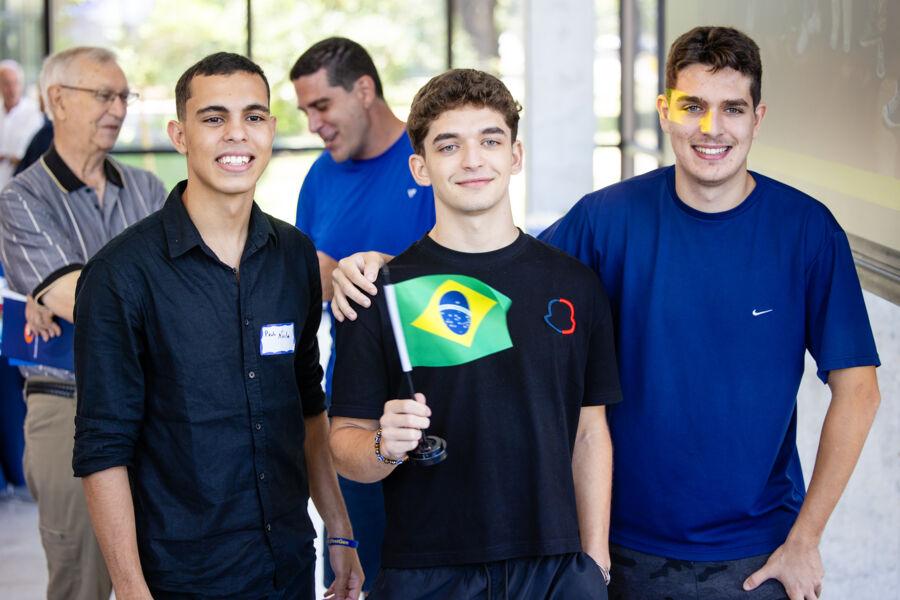 Student posing for a photo at the International Students Family Reception.