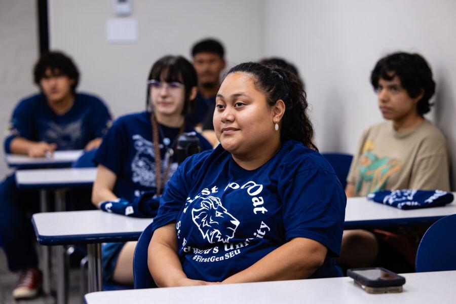 First-generation student poses for a photo during "First to GOat" Event.