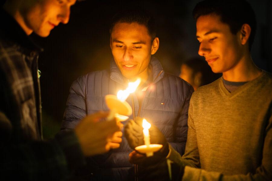 Students celebrating the Festival of Lights.