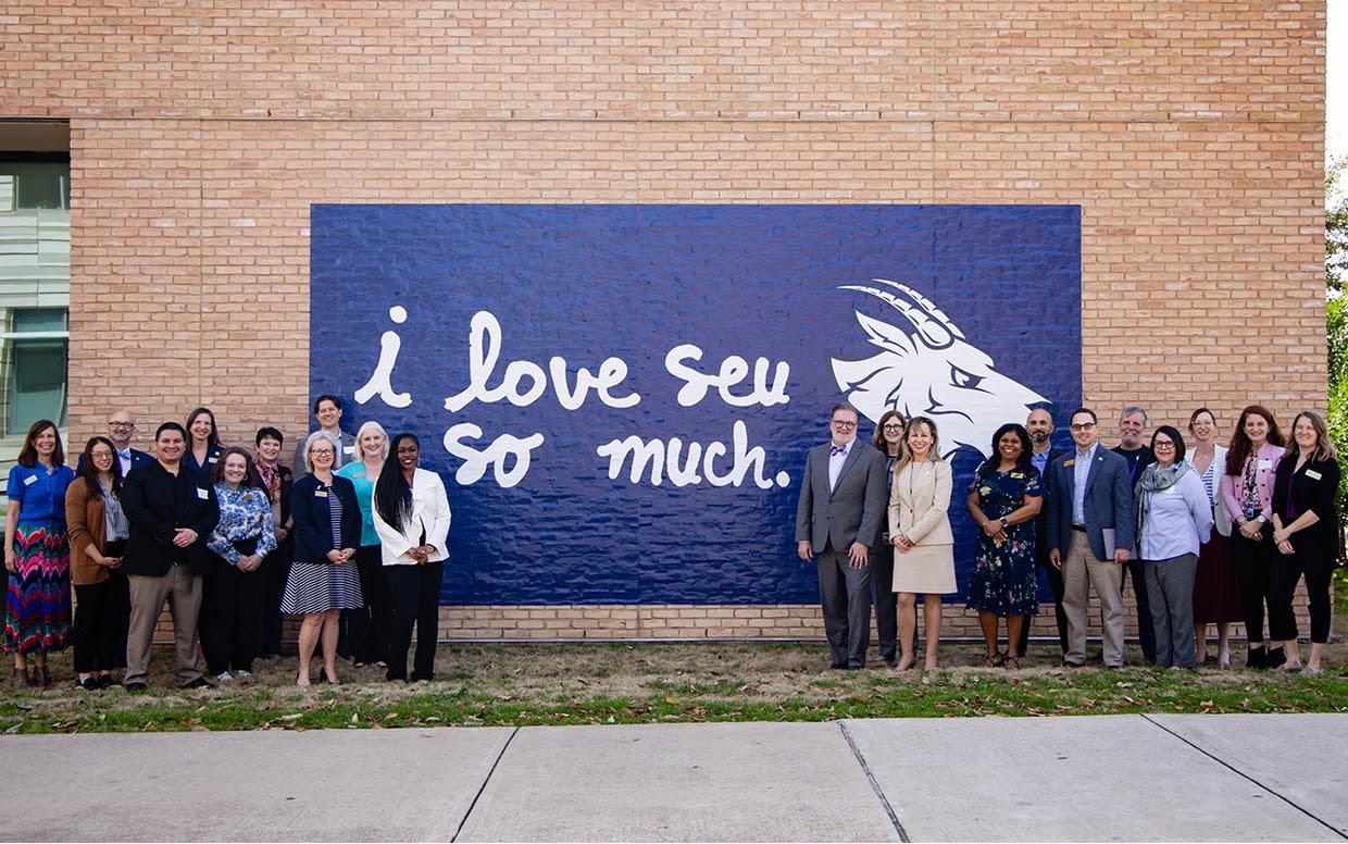President Montserrat Fuentes and Hilltoppers join Austin Community College (ACC) leaders in celebrating new partnership for transfer students.