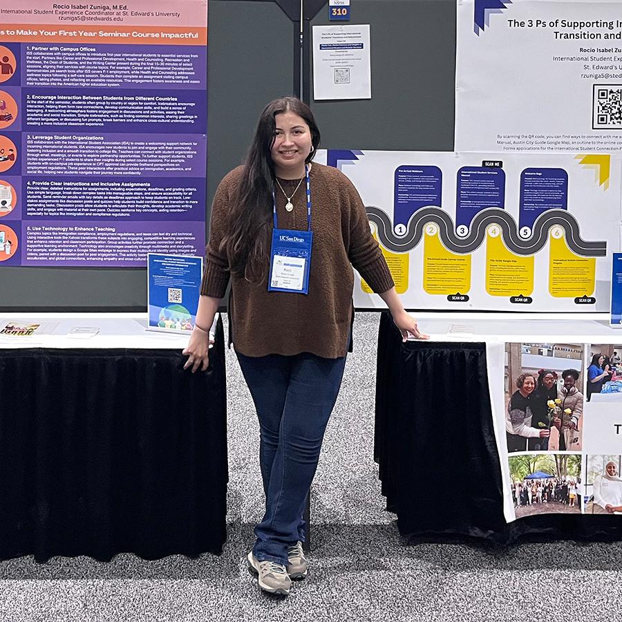 Rocio Zuniga presents her posters at the Annual NAFSA Conference in San Diego, California.