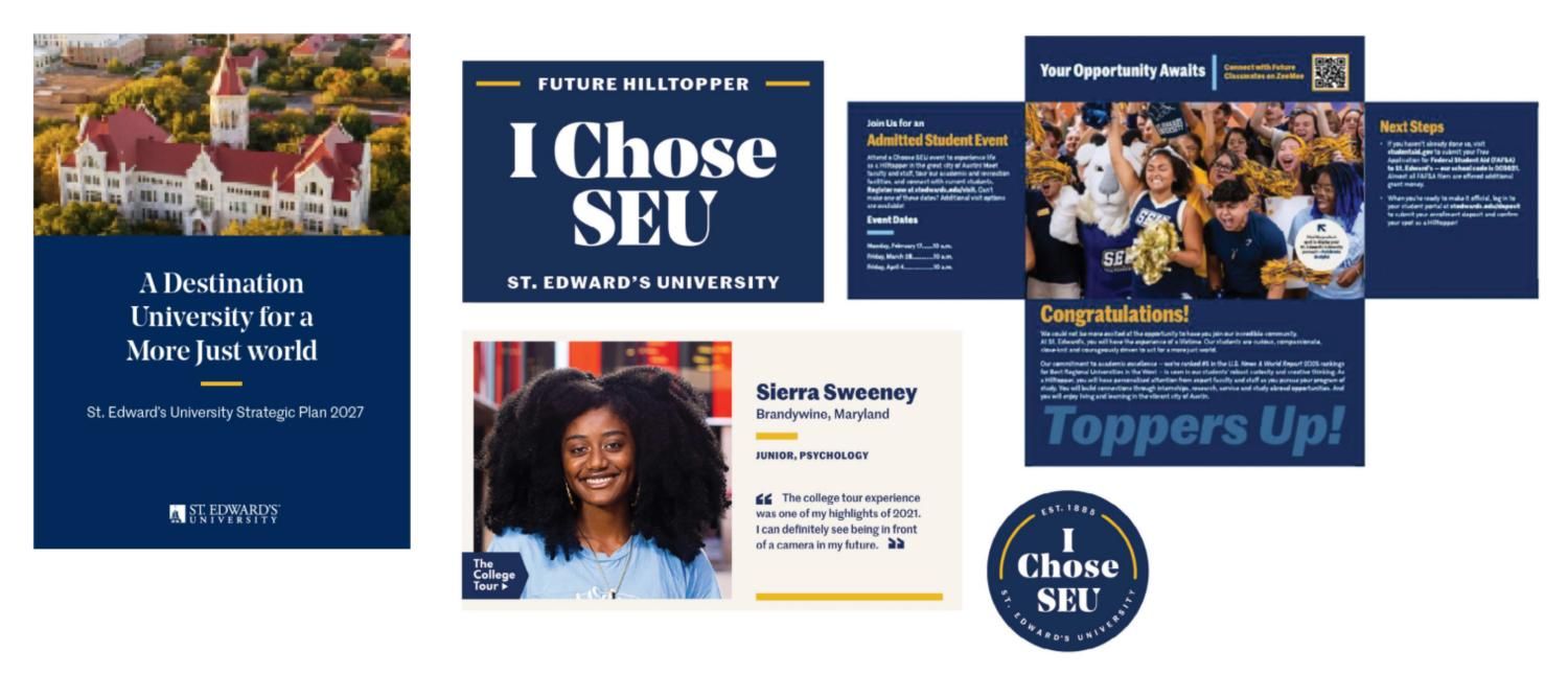 Various examples of promotional materials using correct branding guidelines