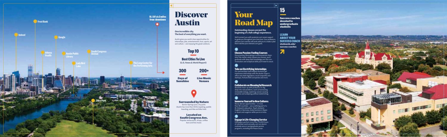 Examples of the secondary palette being used correctly in recruitment materials